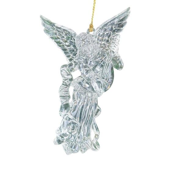 Vintage Angel Ornament Acrylic Spun Glass Look Christmas Tree Holiday Decor - Picture 1 of 4